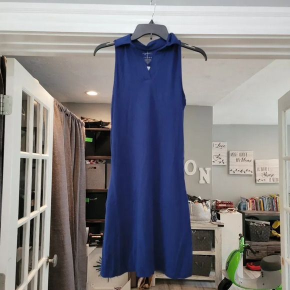 Gottex Lifestyle Navy Blue UPF50+ Block UVA Mock Neck Sleeveles Dress Sz… - Picture 1 of 4
